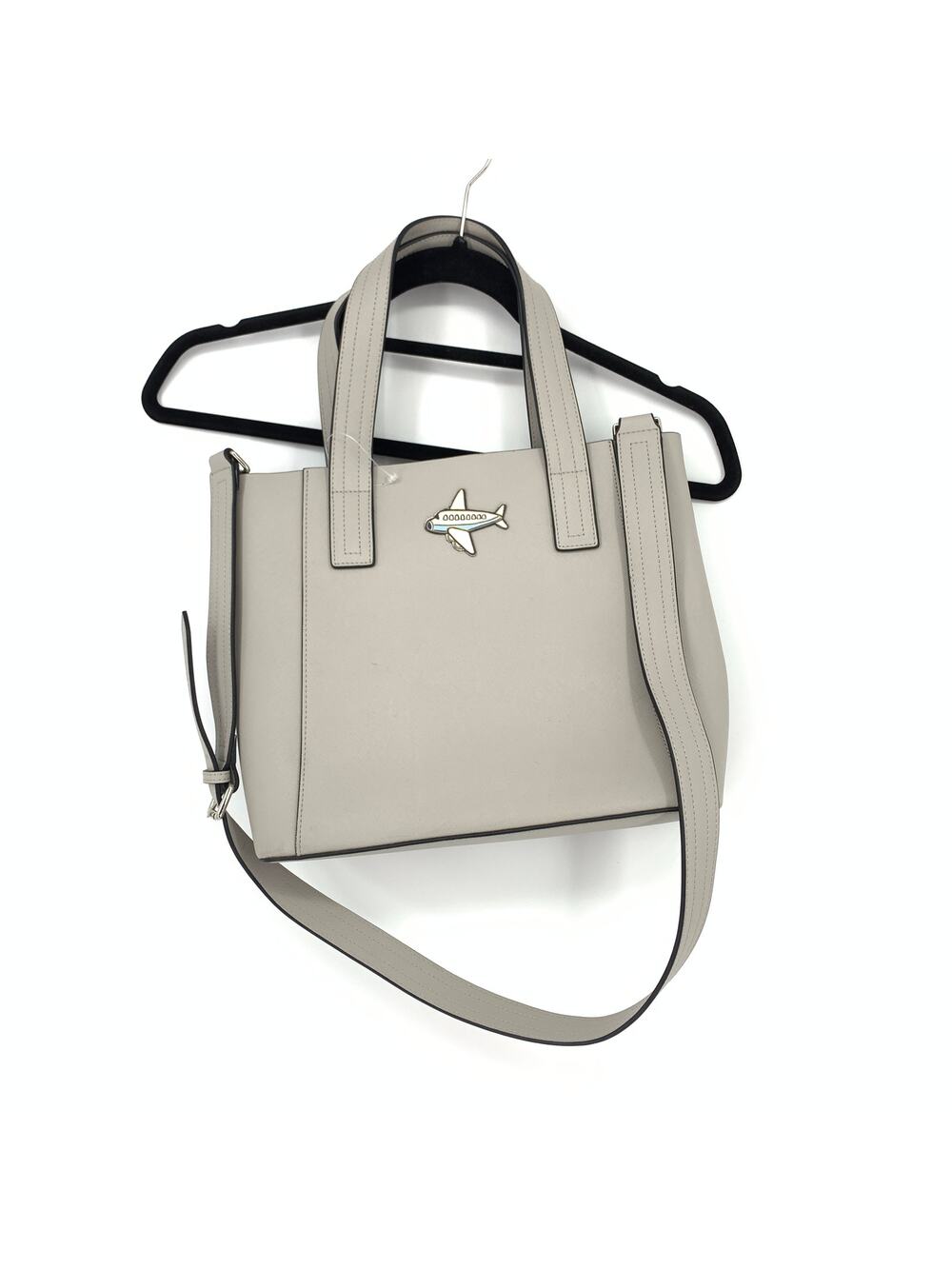 Tome X tde. Light Gray Saffiano Leather Purse With Shoulder Strap Plane Icon